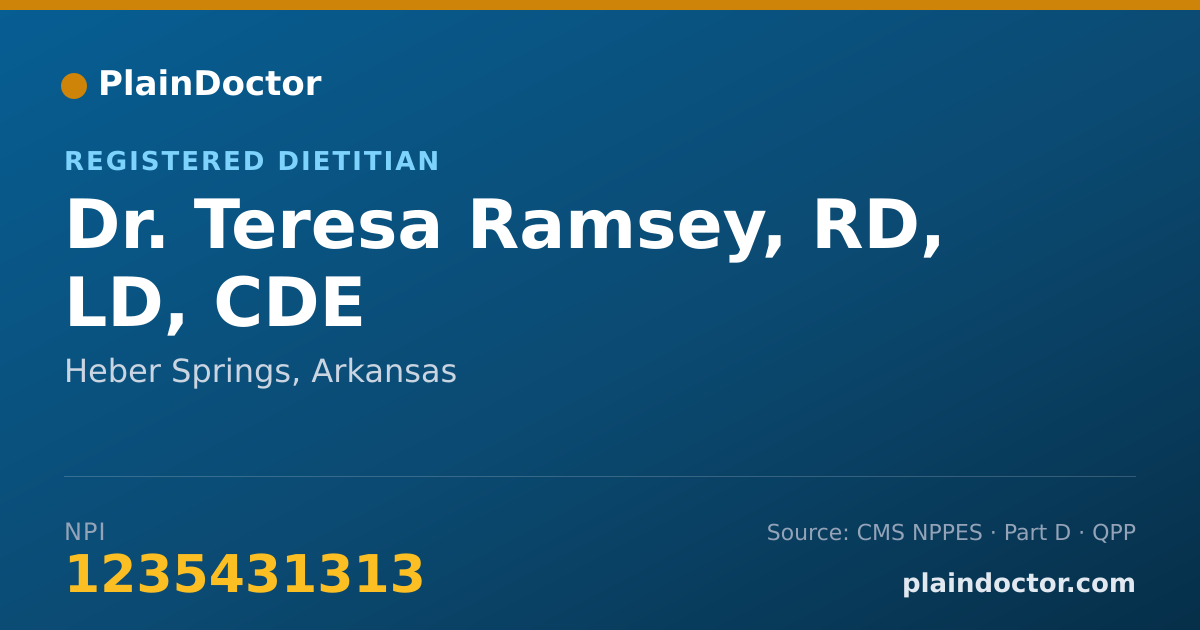 Shareable card for Teresa Ramsey, RD, LD, CDE - Registered Dietitian, Heber Springs, AR