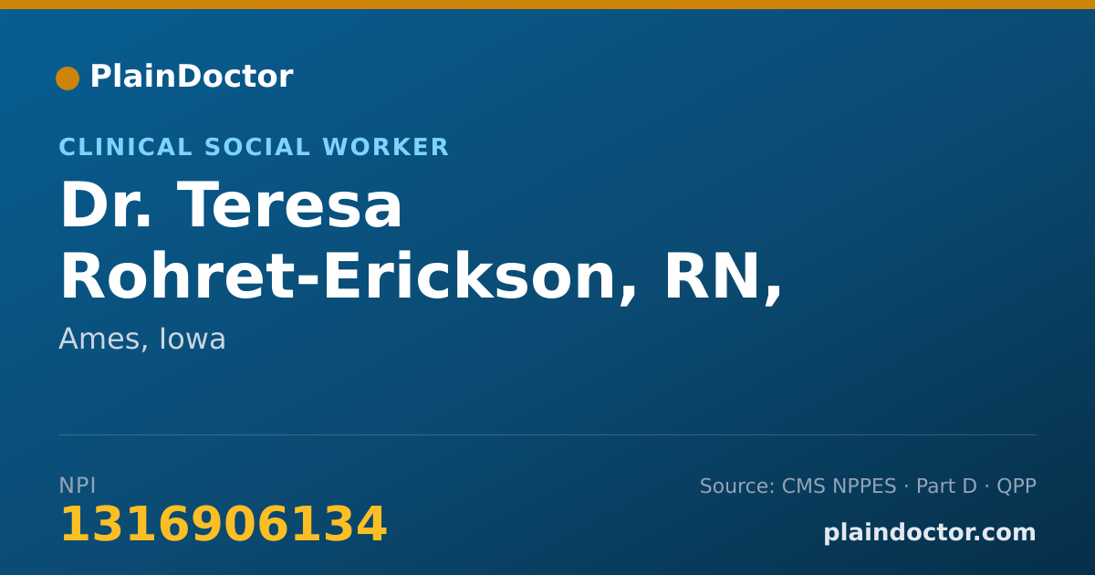 Shareable card for Teresa Rohret-Erickson, RN, LISW - Clinical Social Worker, Ames, IA