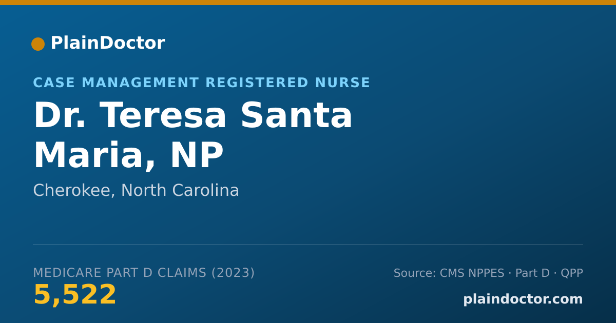Shareable card for Teresa Santa Maria, NP - Case Management Registered Nurse, Cherokee, NC