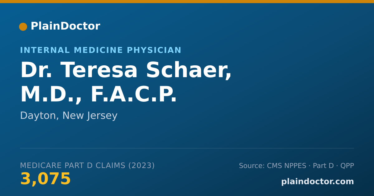 Shareable card for Teresa Schaer, M.D., F.A.C.P. - Internal Medicine Physician, Dayton, NJ
