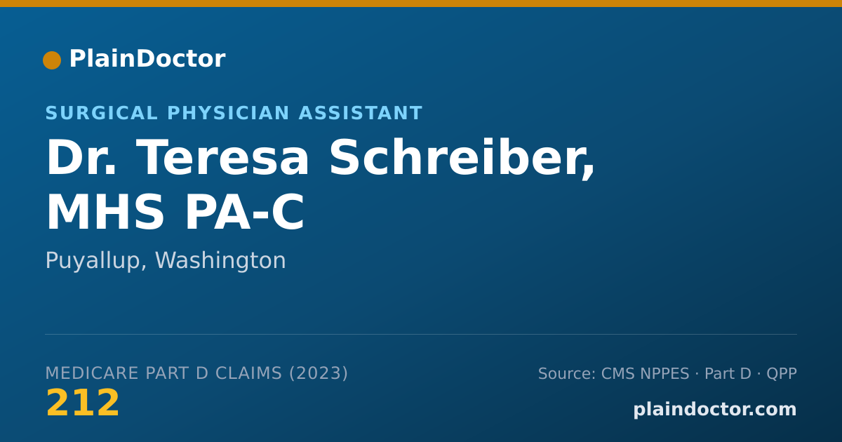 Shareable card for Teresa Schreiber, MHS PA-C - Surgical Physician Assistant, Puyallup, WA