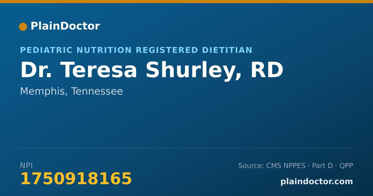 Shareable card for Teresa Shurley, RD - Pediatric Nutrition Registered Dietitian, Memphis, TN