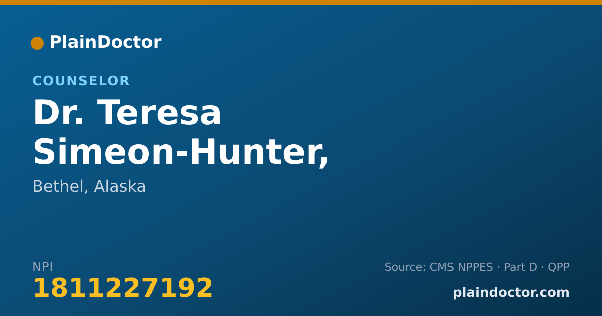 Shareable card for Teresa Simeon-Hunter, COUNSELOR - Counselor, Bethel, AK