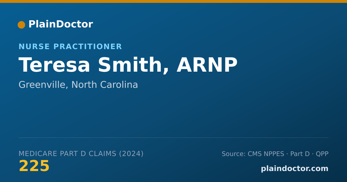 Shareable card for Teresa Smith, ARNP - Nurse Practitioner, Greenville, NC