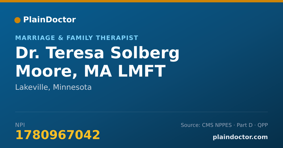 Shareable card for Teresa Solberg Moore, MA LMFT - Marriage & Family Therapist, Lakeville, MN