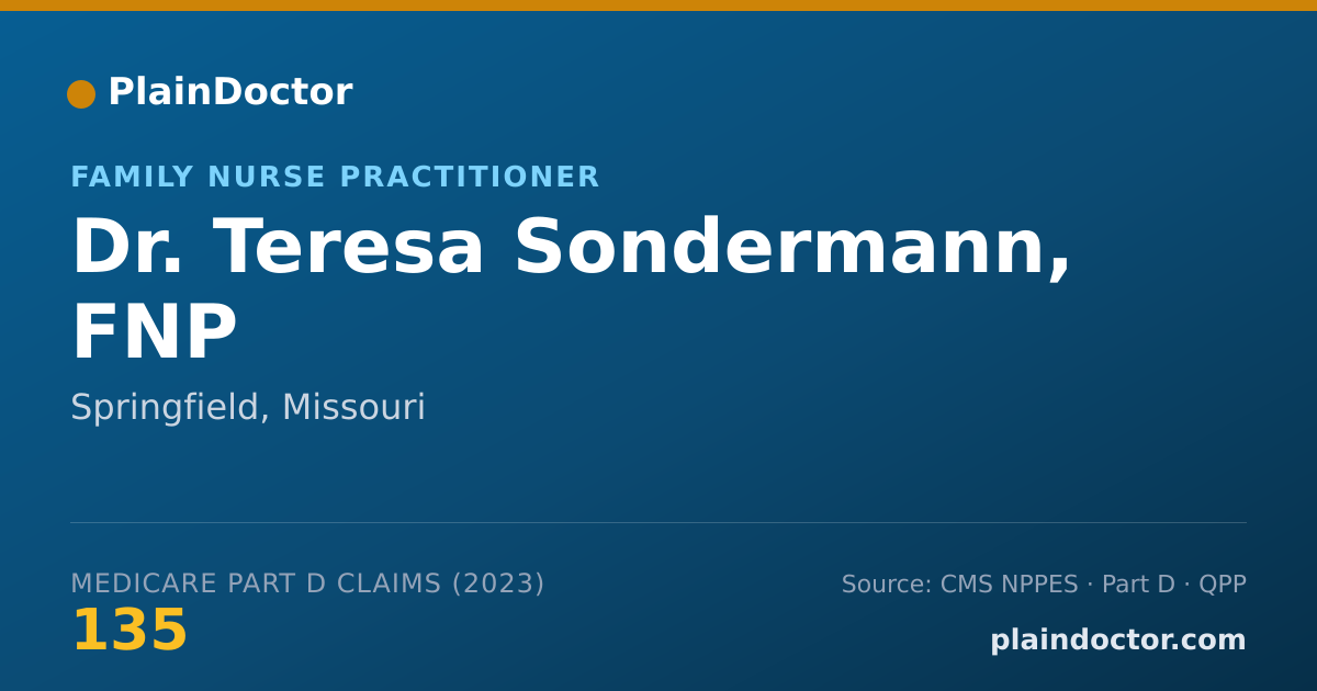 Shareable card for Teresa Sondermann, FNP - Family Nurse Practitioner, Springfield, MO