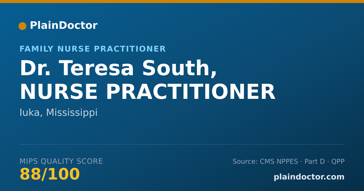 Shareable card for Teresa South, NURSE PRACTITIONER - Family Nurse Practitioner, Iuka, MS