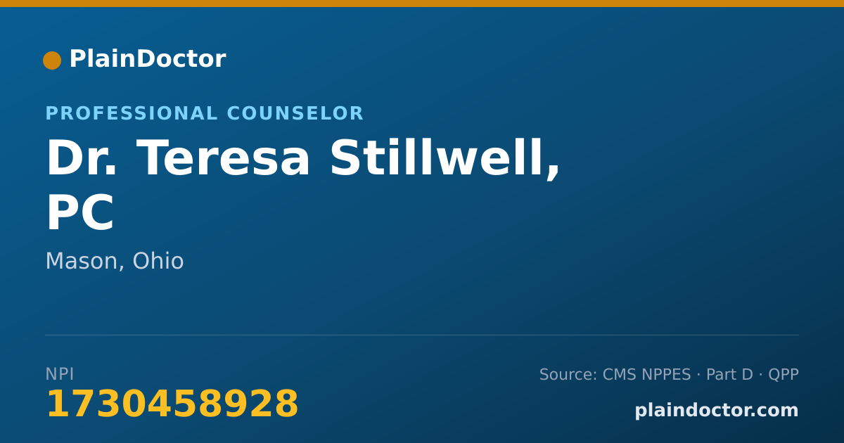 Shareable card for Teresa Stillwell, PC - Professional Counselor, Mason, OH