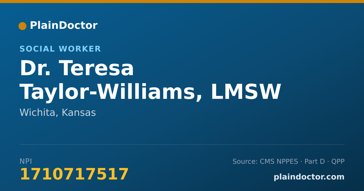 Shareable card for Teresa Taylor-Williams, LMSW - Social Worker, Wichita, KS