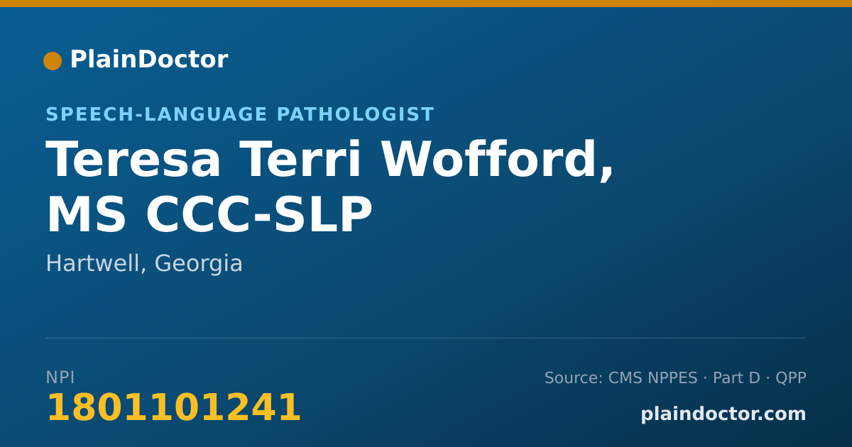 Shareable card for Teresa Terri Wofford, MS CCC-SLP - Speech-Language Pathologist, Hartwell, GA