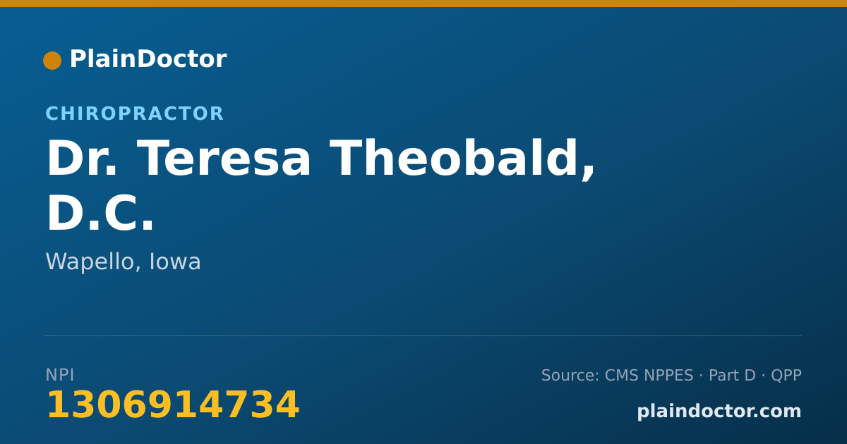 Shareable card for Teresa Theobald, D.C. - Chiropractor, Wapello, IA