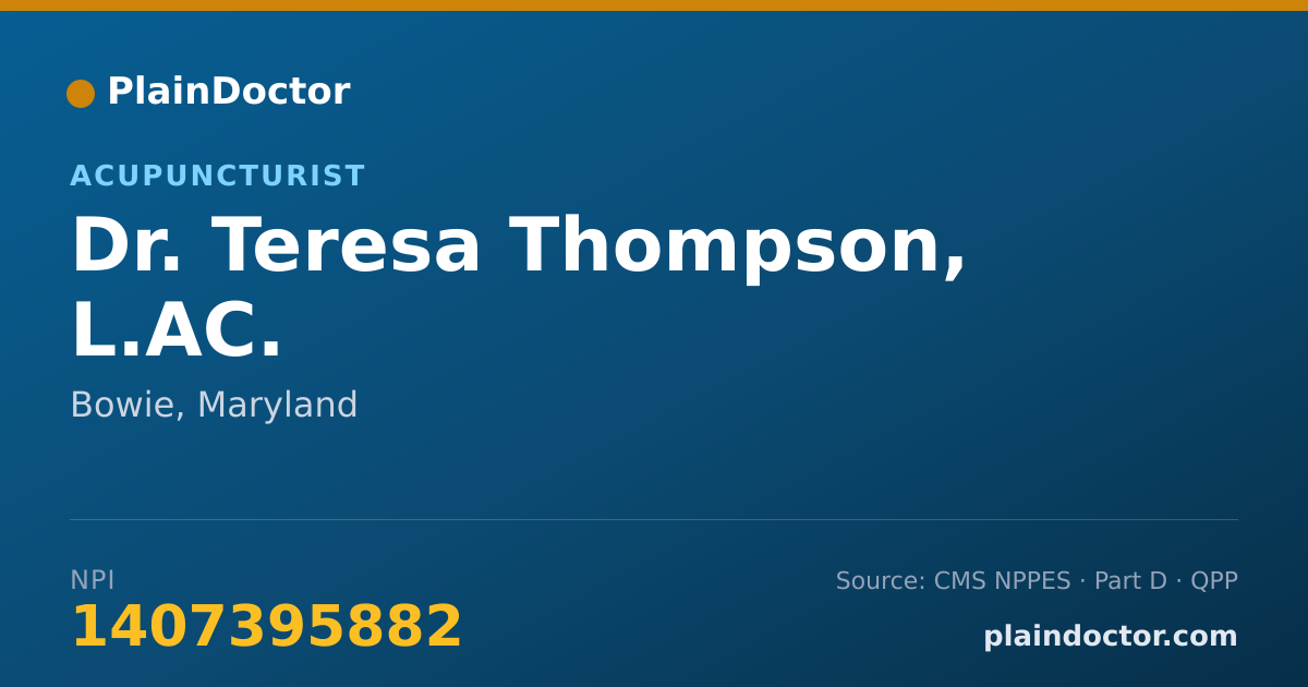 Shareable card for Teresa Thompson, L.AC. - Acupuncturist, Bowie, MD