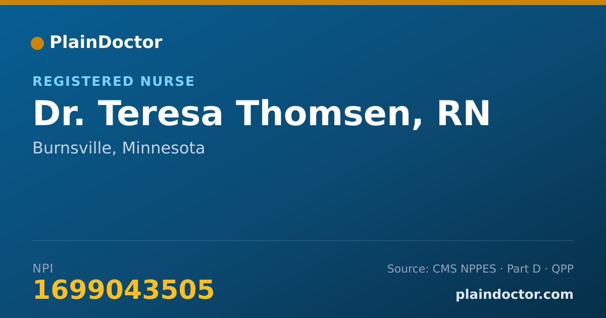 Shareable card for Teresa Thomsen, RN - Registered Nurse, Burnsville, MN