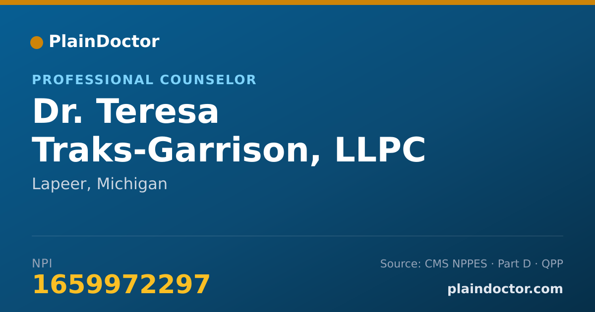 Shareable card for Teresa Traks-Garrison, LLPC - Professional Counselor, Lapeer, MI