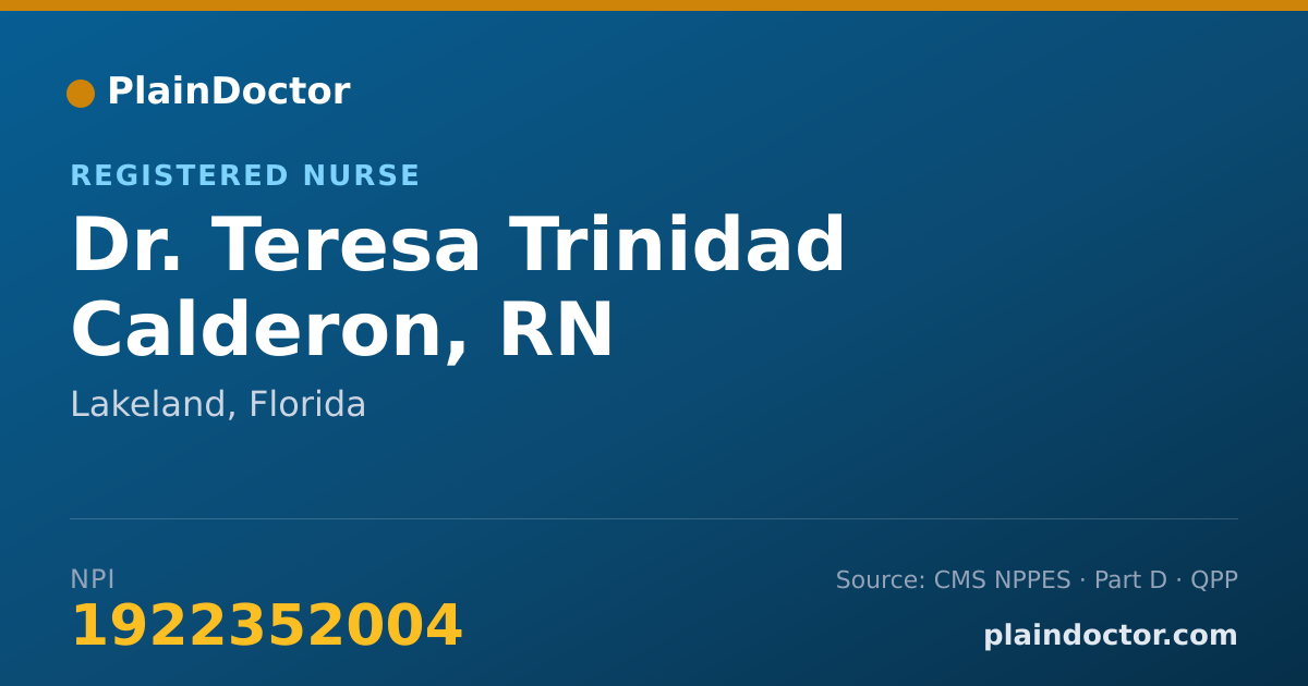 Shareable card for Teresa Trinidad Calderon, RN - Registered Nurse, Lakeland, FL
