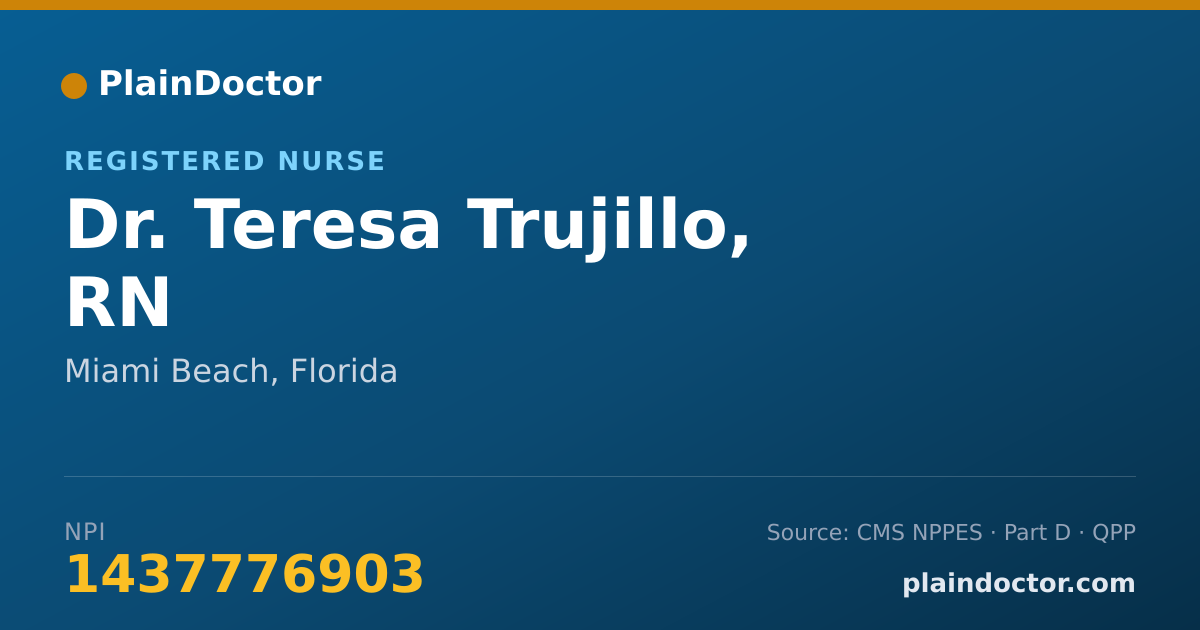 Shareable card for Teresa Trujillo, RN - Registered Nurse, Miami Beach, FL