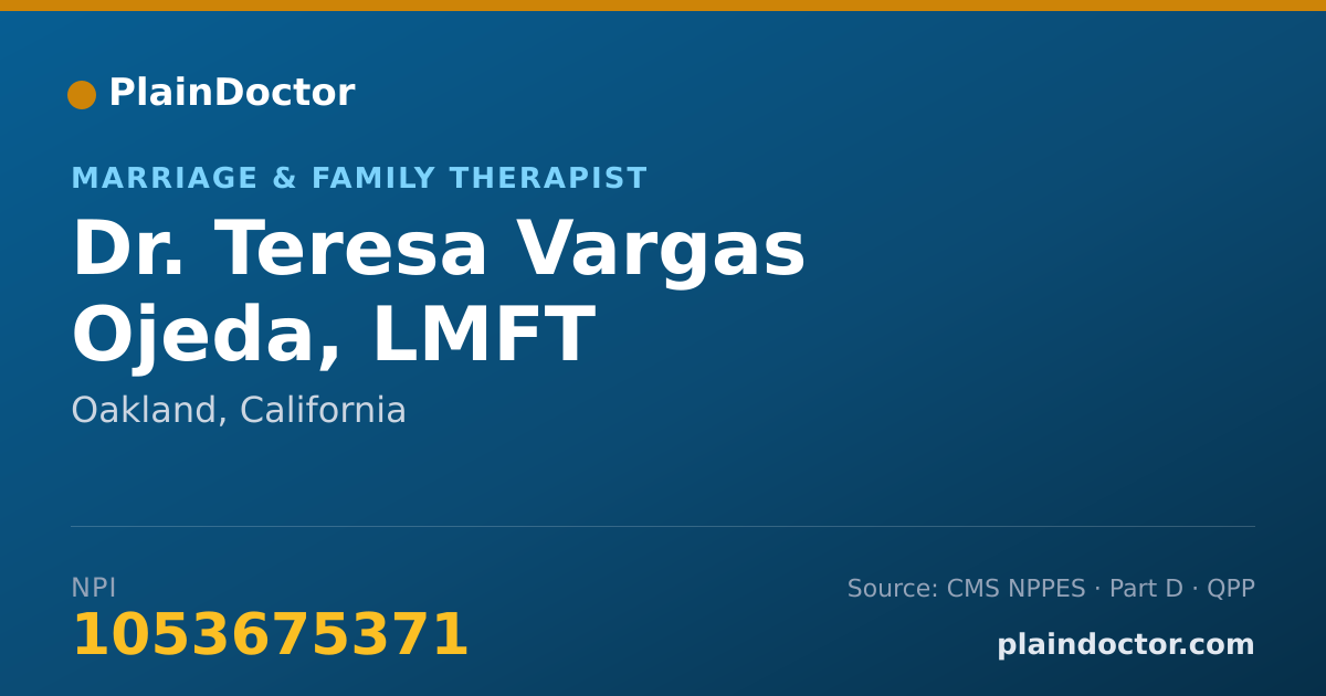 Shareable card for Teresa Vargas Ojeda, LMFT - Marriage & Family Therapist, Oakland, CA