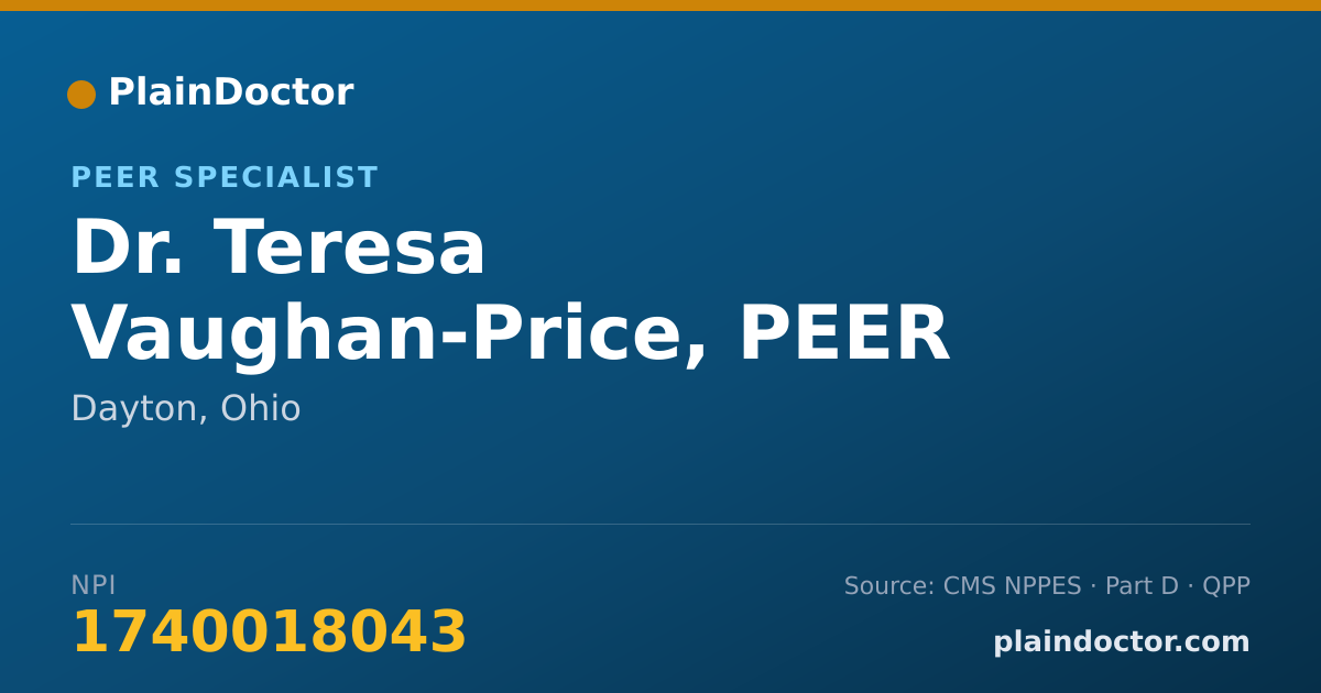 Shareable card for Teresa Vaughan-Price, PEER SUPPORT - Peer Specialist, Dayton, OH