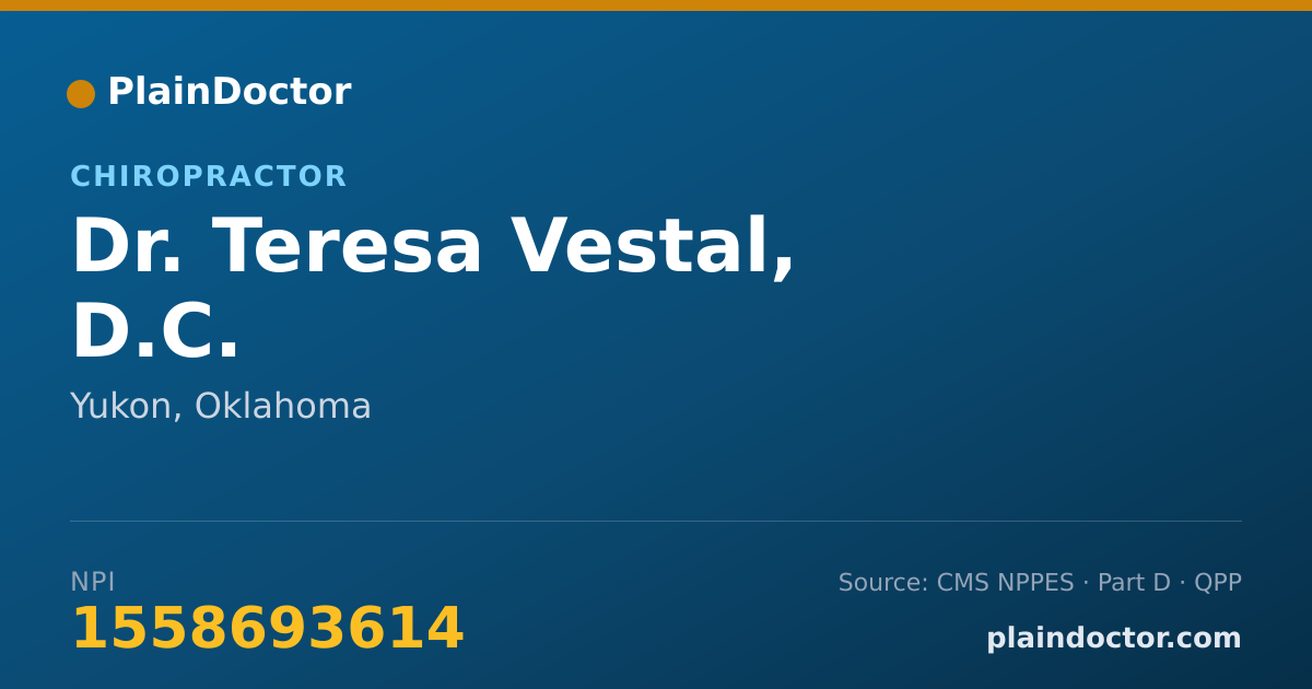 Shareable card for Teresa Vestal, D.C. - Chiropractor, Yukon, OK