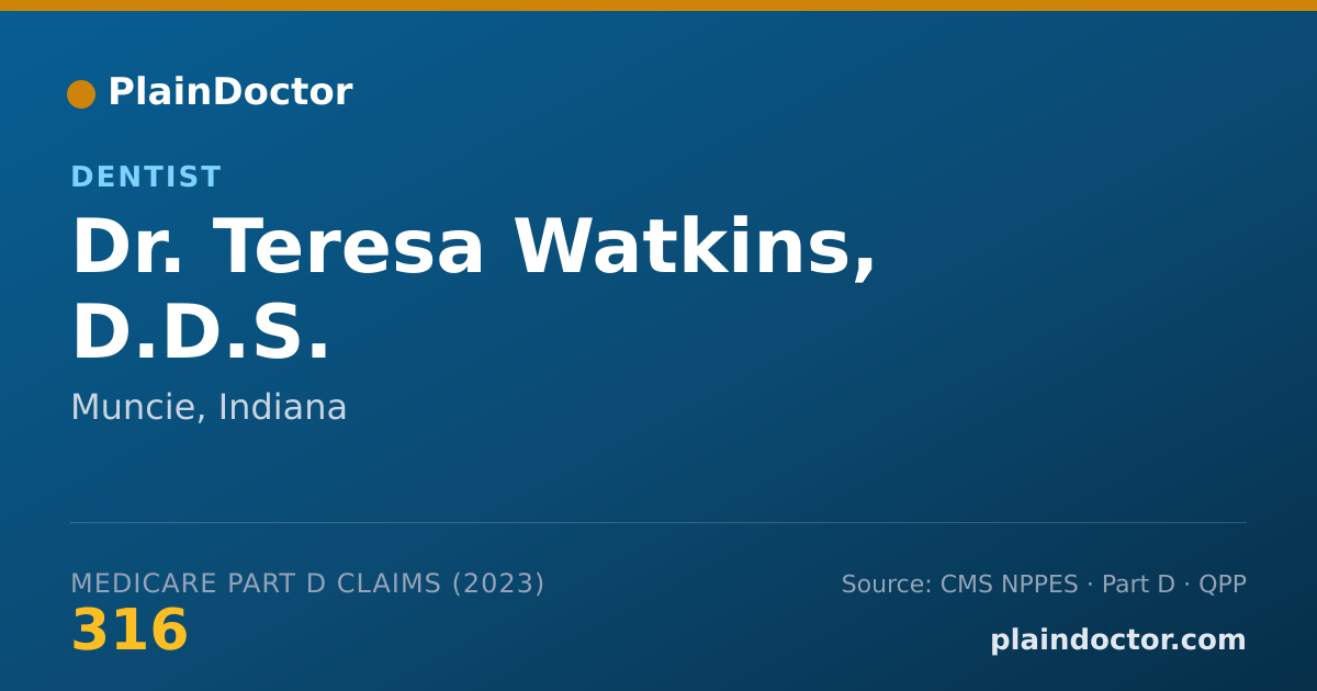 Shareable card for Teresa Watkins, D.D.S. - Dentist, Muncie, IN