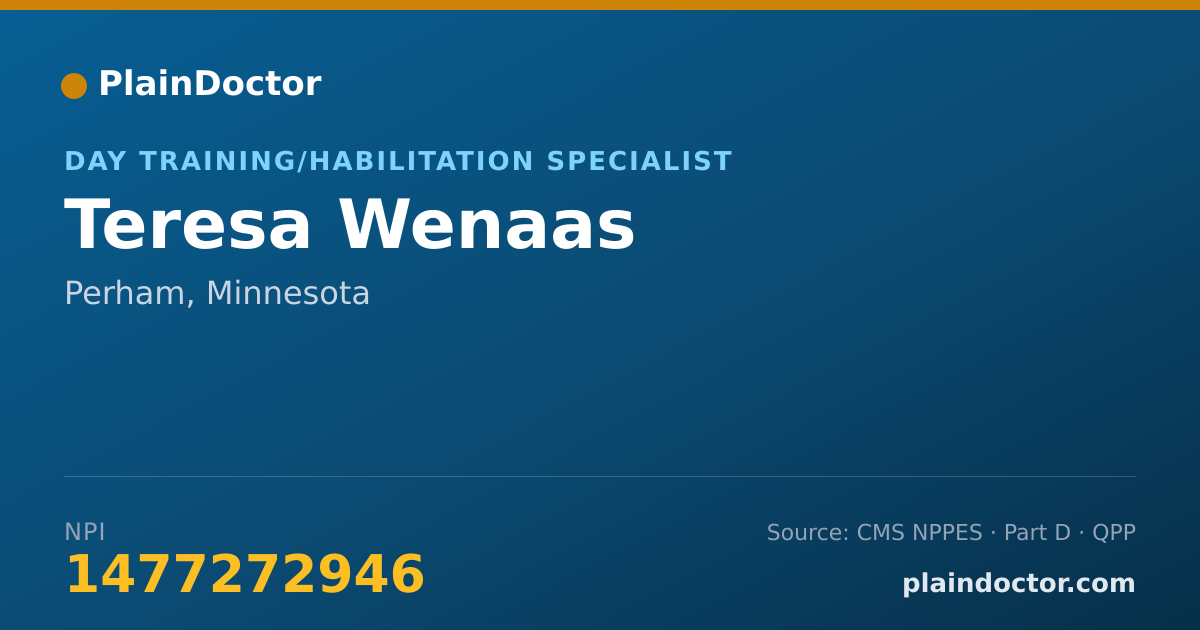 Shareable card for Teresa Wenaas - Day Training/Habilitation Specialist, Perham, MN