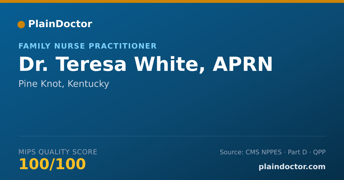 Shareable card for Teresa White, APRN - Family Nurse Practitioner, Pine Knot, KY