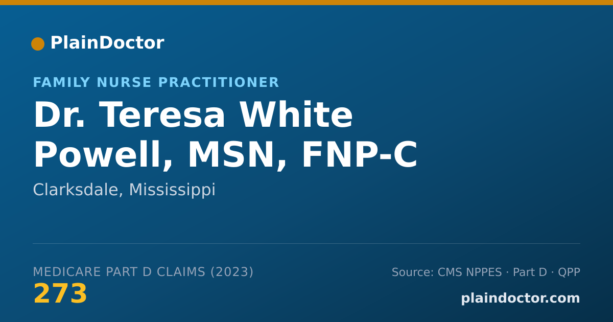 Shareable card for Teresa White Powell, MSN, FNP-C - Family Nurse Practitioner, Clarksdale, MS