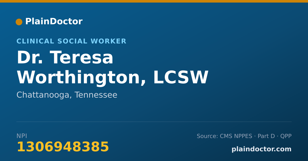 Shareable card for Teresa Worthington, LCSW - Clinical Social Worker, Chattanooga, TN
