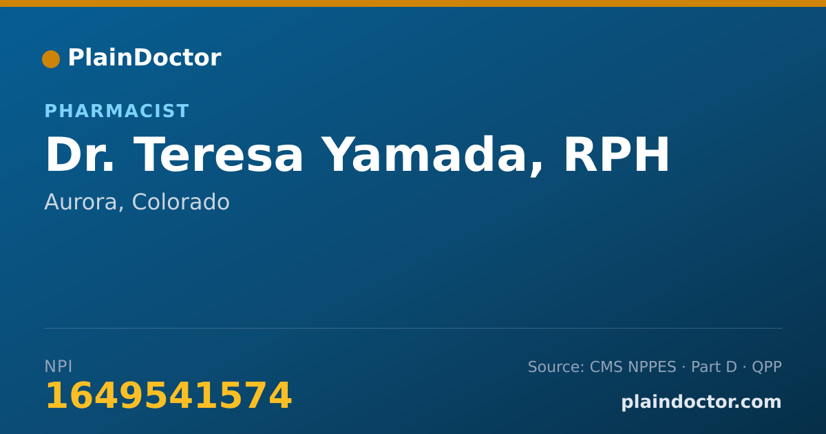 Shareable card for Teresa Yamada, RPH - Pharmacist, Aurora, CO