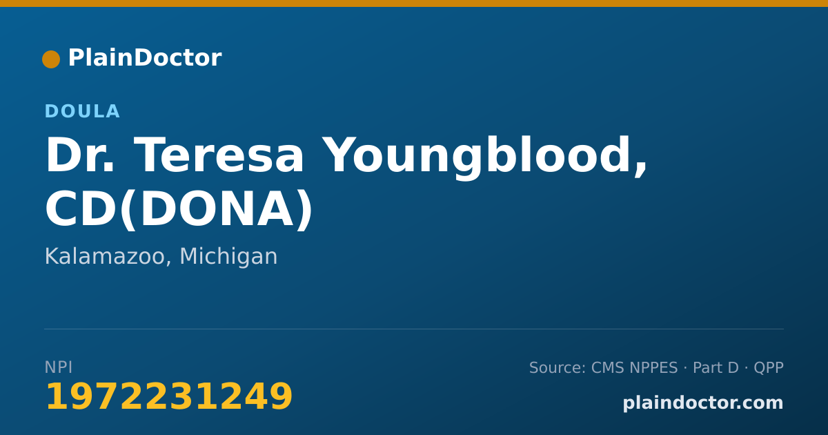 Shareable card for Teresa Youngblood, CD(DONA) - Doula, Kalamazoo, MI