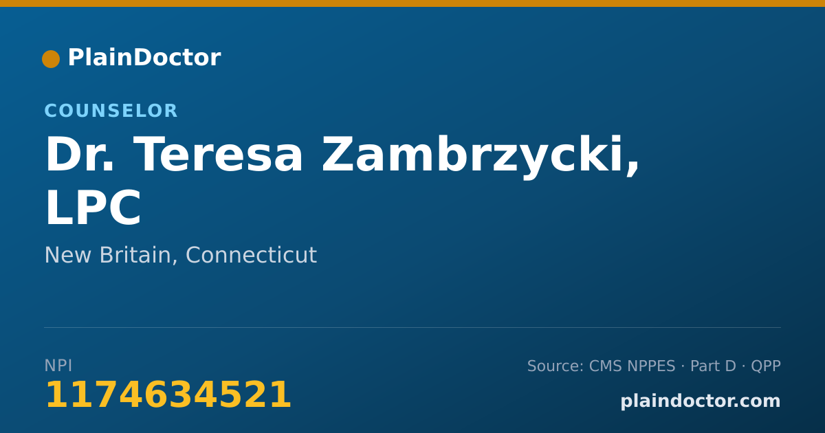 Shareable card for Teresa Zambrzycki, LPC - Counselor, New Britain, CT