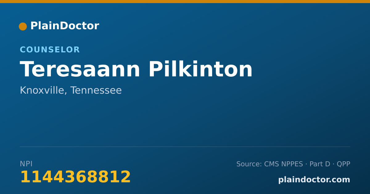 Shareable card for Teresaann Pilkinton - Counselor, Knoxville, TN
