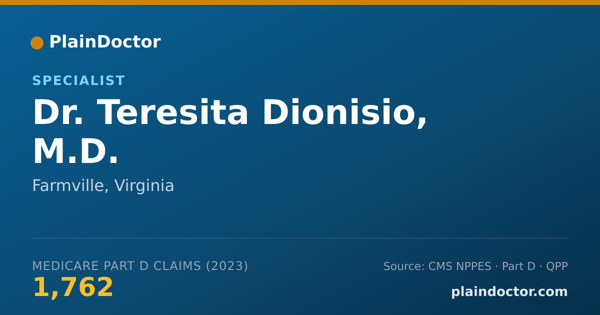 Shareable card for Teresita Dionisio, M.D. - Specialist, Farmville, VA