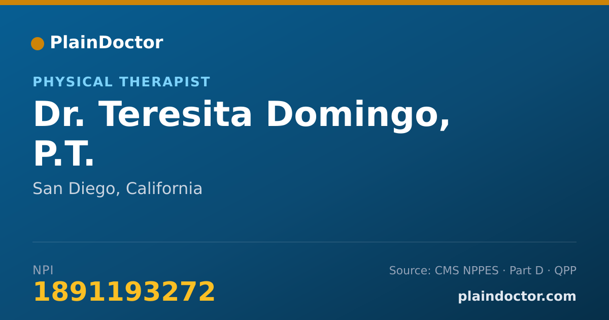 Shareable card for Teresita Domingo, P.T. - Physical Therapist, San Diego, CA