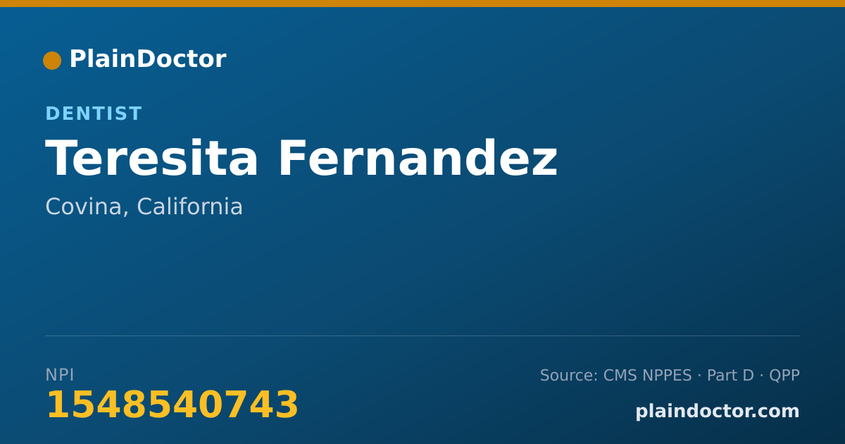 Shareable card for Teresita Fernandez - Dentist, Covina, CA