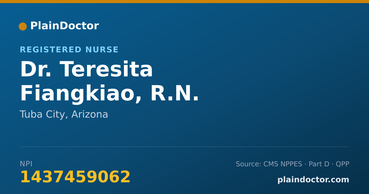 Shareable card for Teresita Fiangkiao, R.N. - Registered Nurse, Tuba City, AZ