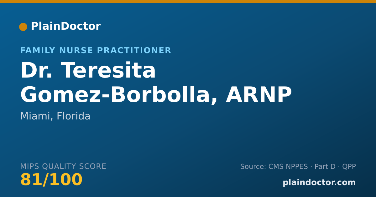 Shareable card for Teresita Gomez-Borbolla, ARNP - Family Nurse Practitioner, Miami, FL