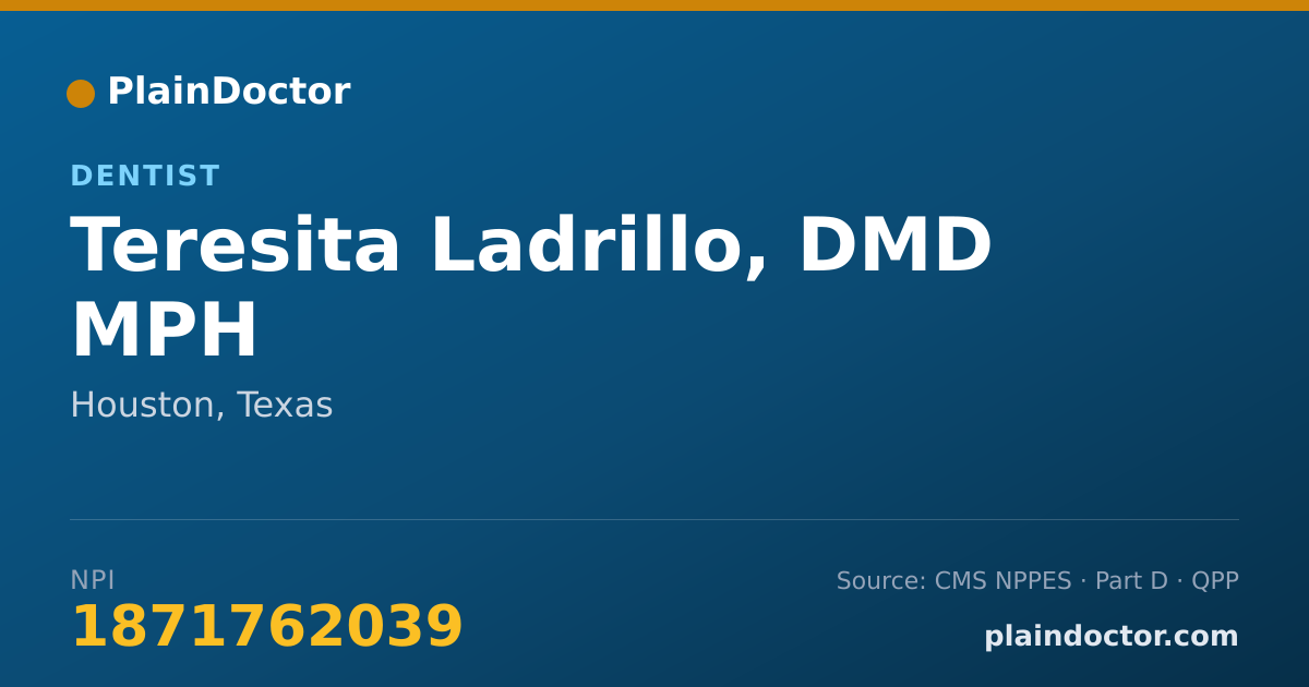 Shareable card for Teresita Ladrillo, DMD MPH - Dentist, Houston, TX