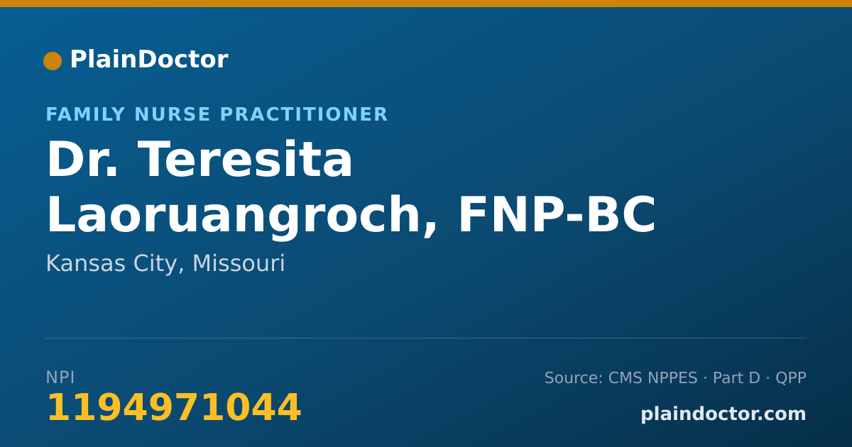 Shareable card for Teresita Laoruangroch, FNP-BC - Family Nurse Practitioner, Kansas City, MO