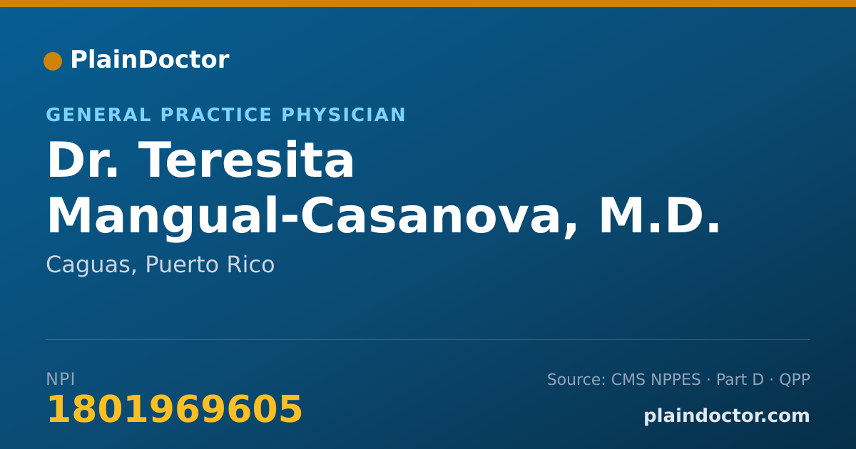 Shareable card for Teresita Mangual-Casanova, M.D. - General Practice Physician, Caguas, PR