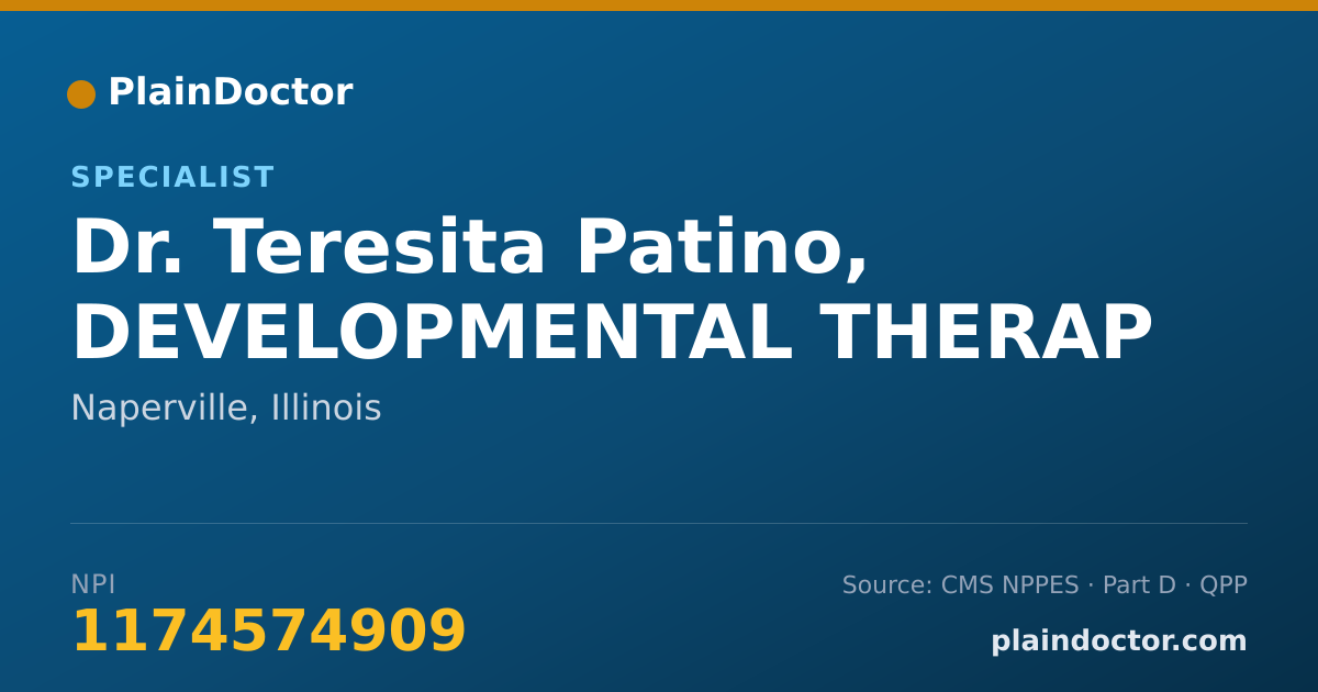 Shareable card for Teresita Patino, DEVELOPMENTAL THERAP - Specialist, Naperville, IL