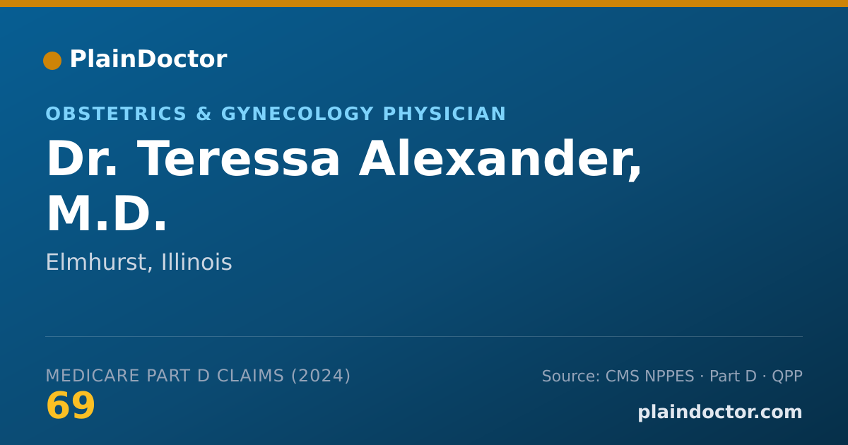 Shareable card for Teressa Alexander, M.D. - Obstetrics & Gynecology Physician, Elmhurst, IL