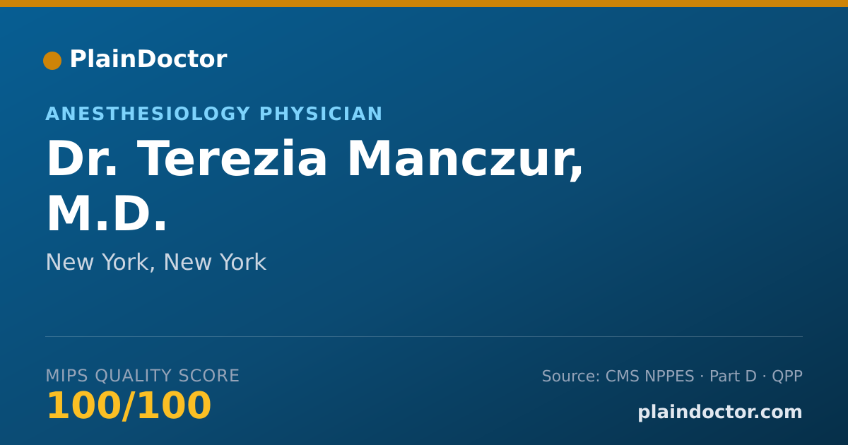 Shareable card for Terezia Manczur, M.D. - Anesthesiology Physician, New York, NY