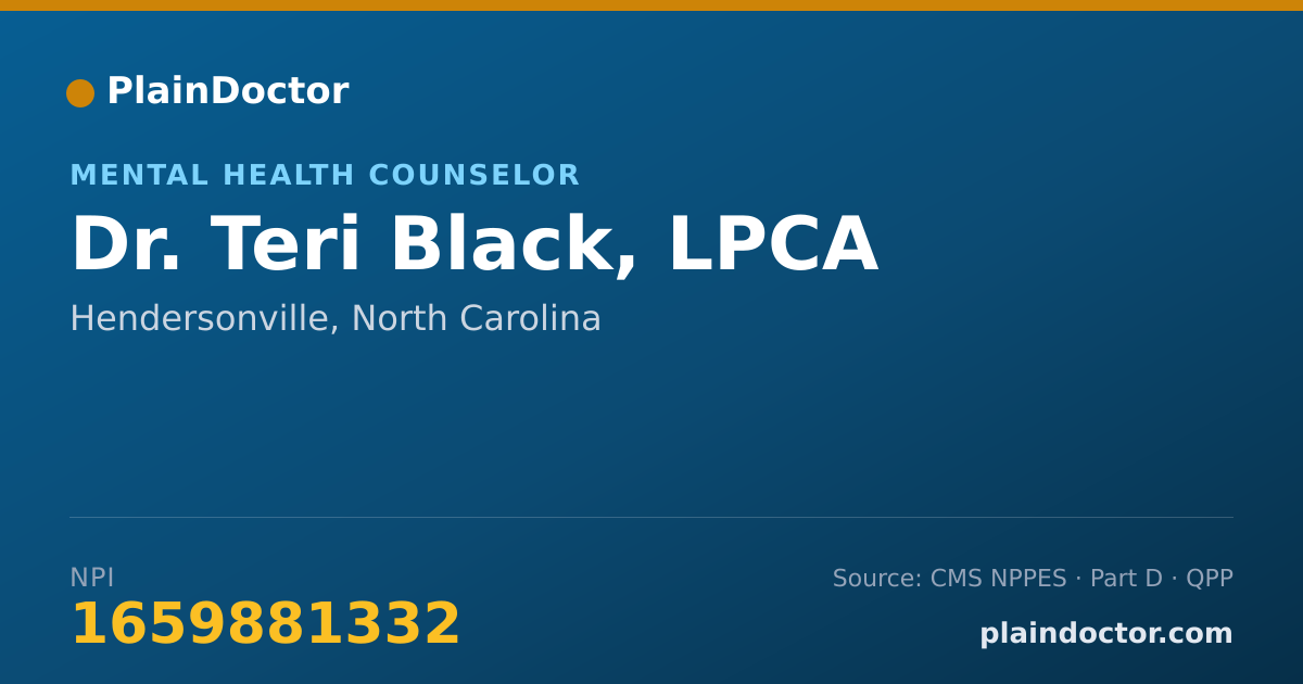 Shareable card for Teri Black, LPCA - Mental Health Counselor, Hendersonville, NC