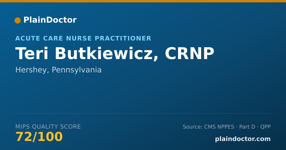 Shareable card for Teri Butkiewicz, CRNP - Acute Care Nurse Practitioner, Hershey, PA