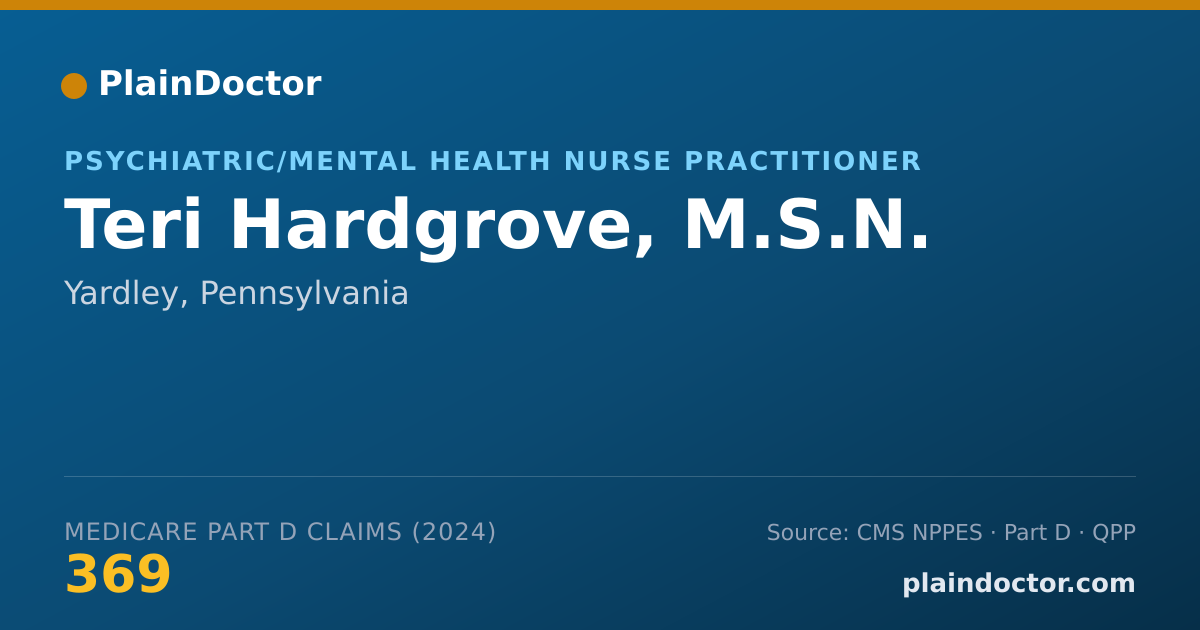 Shareable card for Teri Hardgrove, M.S.N. - Psychiatric/Mental Health Nurse Practitioner, Yardley, PA
