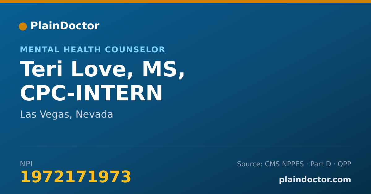 Shareable card for Teri Love, MS, CPC-INTERN - Mental Health Counselor, Las Vegas, NV