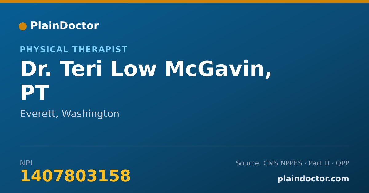 Shareable card for Teri Low McGavin, PT - Physical Therapist, Everett, WA