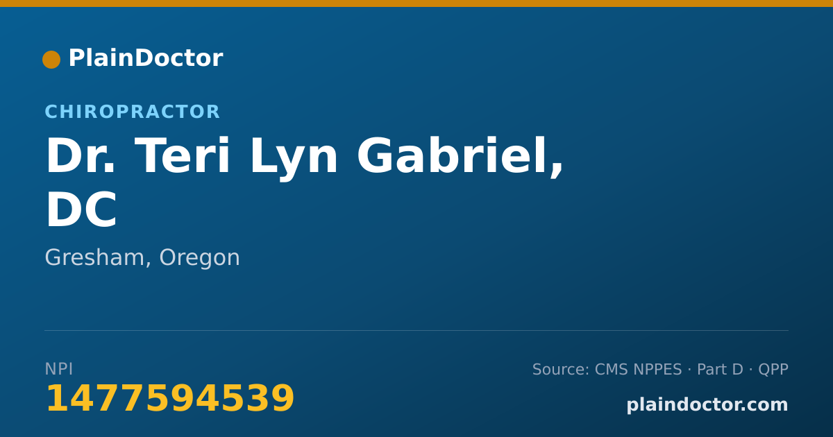 Shareable card for Teri Lyn Gabriel, DC - Chiropractor, Gresham, OR