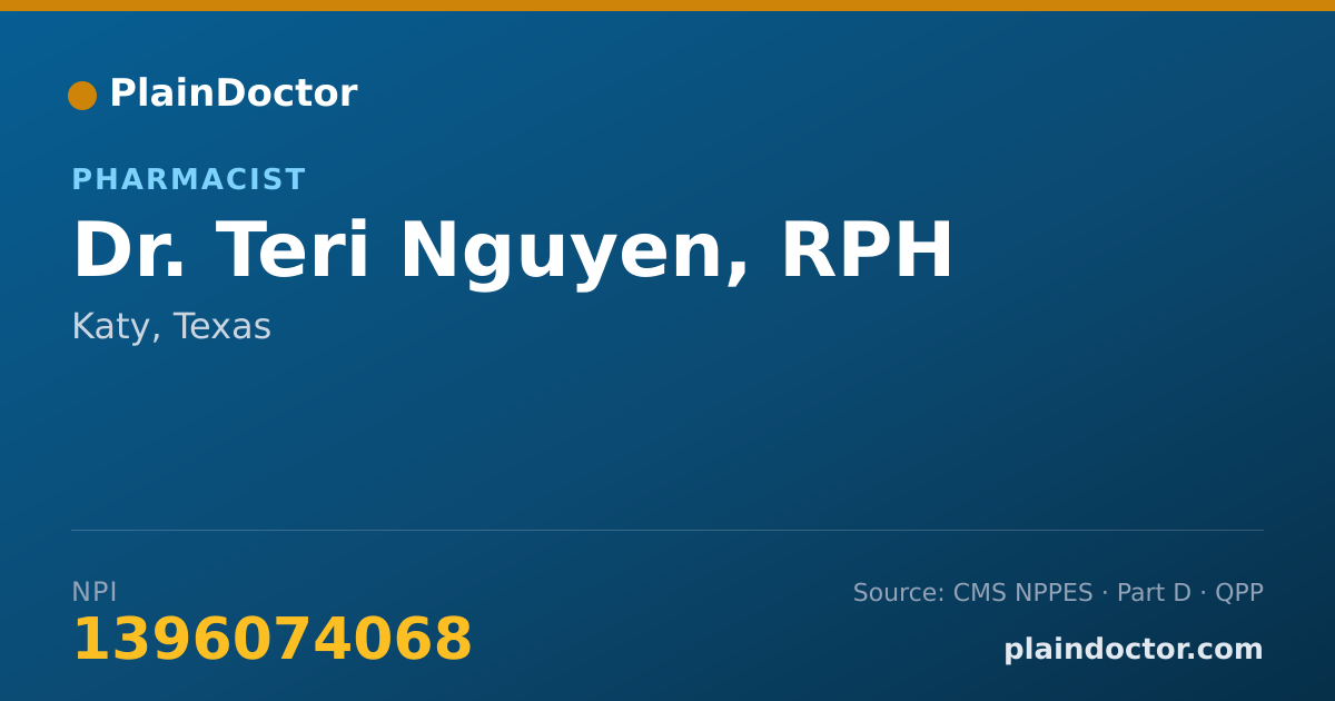 Shareable card for Teri Nguyen, RPH - Pharmacist, Katy, TX